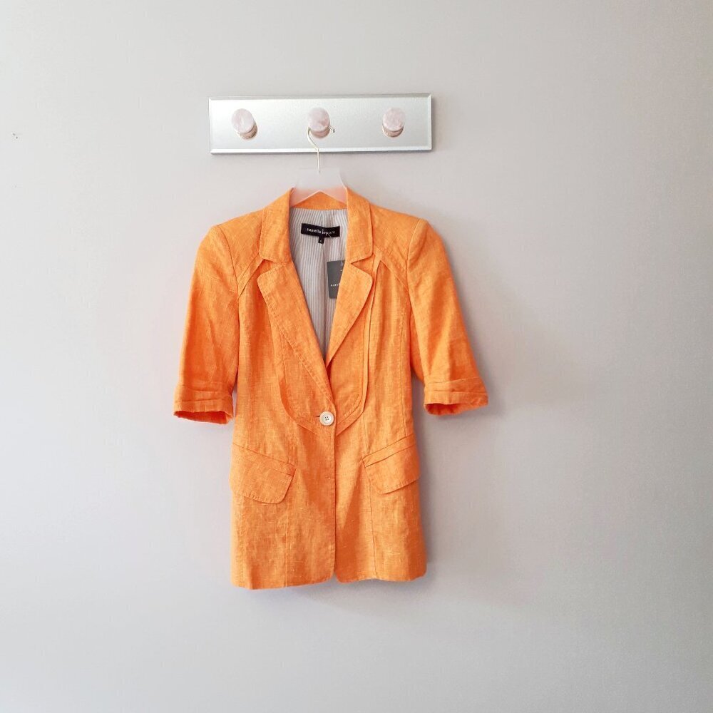 NWT Nanette Lepore orange linen blazer jacket with corset style detailing, 0 - Picture 5 of 8